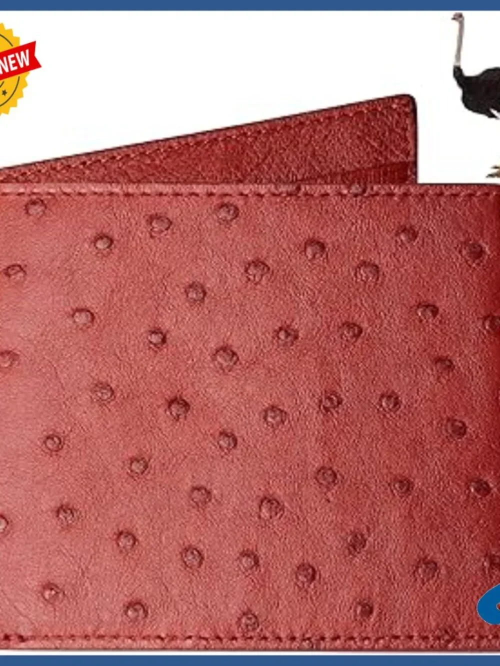 Slim Bifold Ostrich Leather Wallet RFID Blocking Multiple Pockets Handmade
